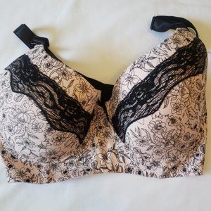 🌷 Precious Feminine Pastel Pink & Black Floral & Lace Bra - 38D